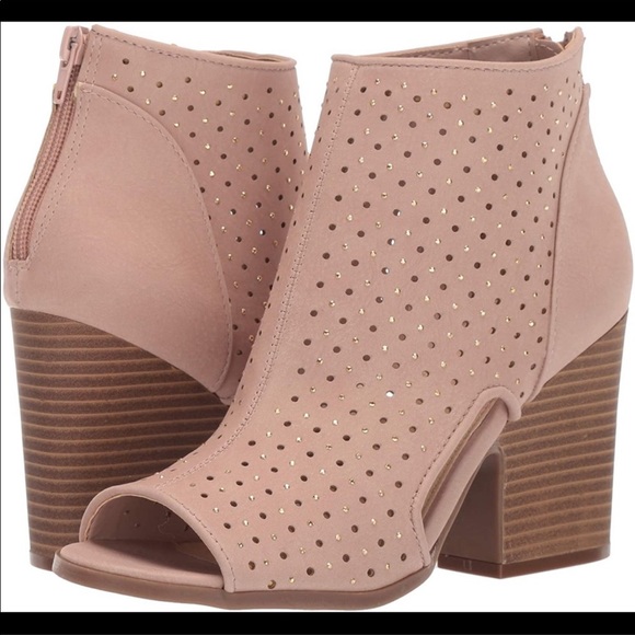 NIB open toe booties embellished dark blush - Picture 7 of 8